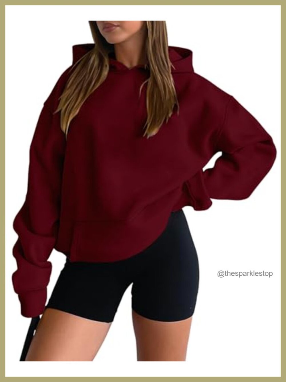 Womens Hoodie Pullover Sweatshirt Long Sleeve Kangaroo Pocket Drop Shoulder